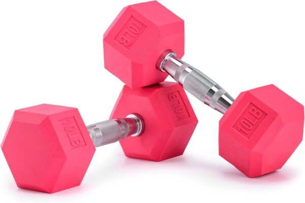 Dumbbells Pink Colors Compatible with Set of 2 Neoprene/Rubber Dumbbells,1-15 LB, Anti-Slip, Anti-roll, Hex Shape