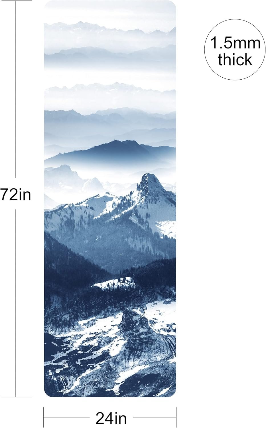 Printed Travel Yoga Mat-1/16 Inch Thick Non Slip Fitness Workout Mat with Carrying Bag, Foldable Lightweight Suede & Natural Rubber Yoga Mat for Yoga Pilates and Fitness 72" L x 24" W x 1.5mm - Image 2