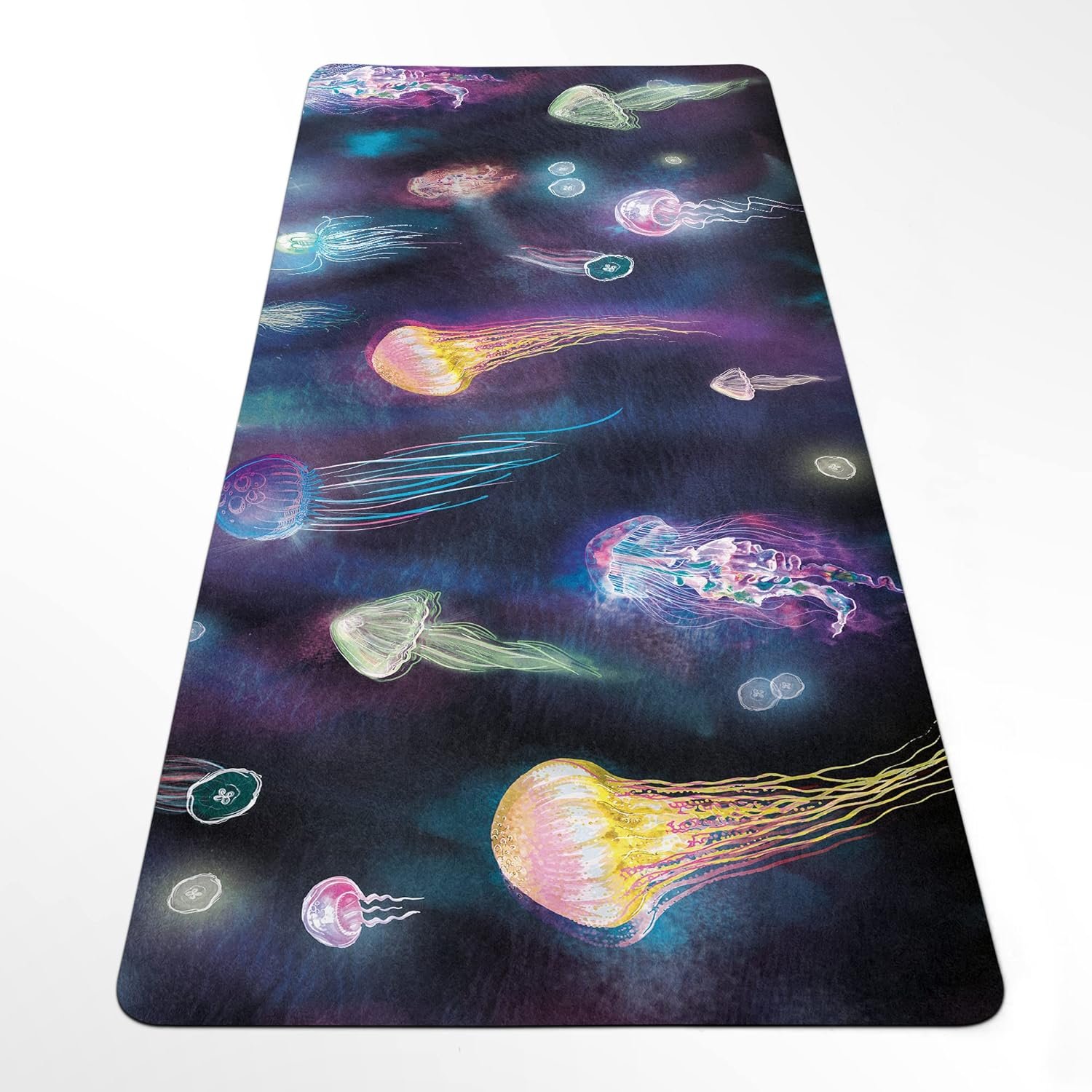 Glow Fitness Mat, Colrful Pilates Rug, Sea Life Anti-slip Workout Pad, 27"x72" (68x183cm), Y-94